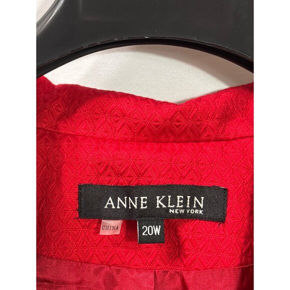 Anne Klein Red Textured Cotton Blend Blazer Jacket Womens Size 20W Lined - Picture 3 of 5